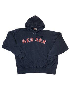 Nike Boston Red Sox Center Swoosh Y2K Navy Blue Hoodie Hooded Sweatshirt Medium